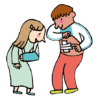 Illustration of two paediatric patients talking